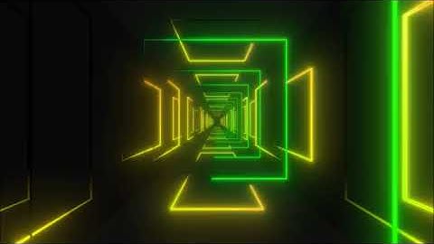 Tunnel made of yellow and green light, Background Vj Loop Video 4k 1 Minutes Nature Meditation Music