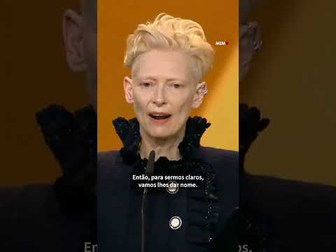 ‘O desumano está sendo perpetrado enquanto assistimos’, diz Tilda Swinton