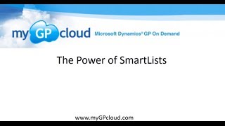 Dynamics GP SmartLists on myGPcloud