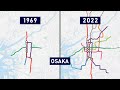 Osaka Metro expansion animation 1933-2022