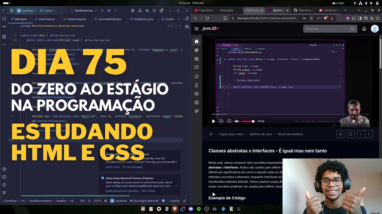 DIA 75 - Do Zero ao Estágio na Programação | Estudando HTML e CSS - YouTube