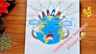 Dibujo de la contaminación ambiental🌏