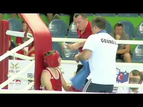 09-08-2019 დავით ჯაფარიძის (46კგ)მესამე, უკვე ნახევარფინალური,ბრძოლა კრივში ევროპის U14 ჩემპიონატზე.