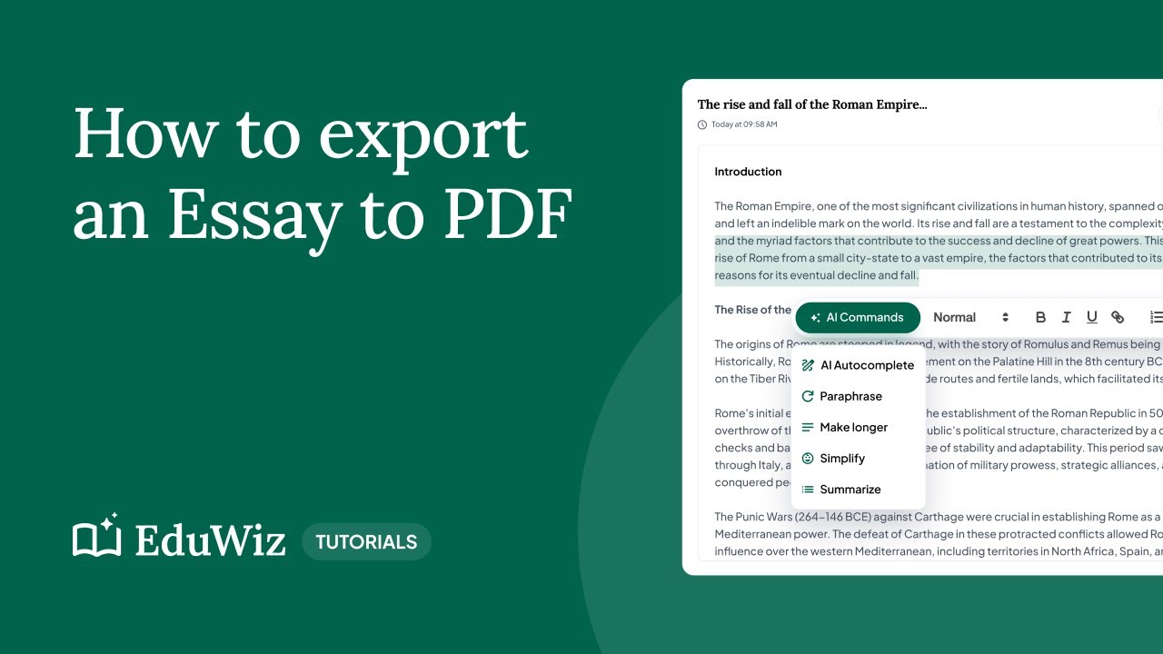 How to export an Essay to PDF - EduWiz.AI Tutorial