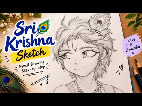 Sri Krishna Sketch🎨 | Beautiful Pencil Drawing of Lord Krishna🙏 | Step-by-Step Art