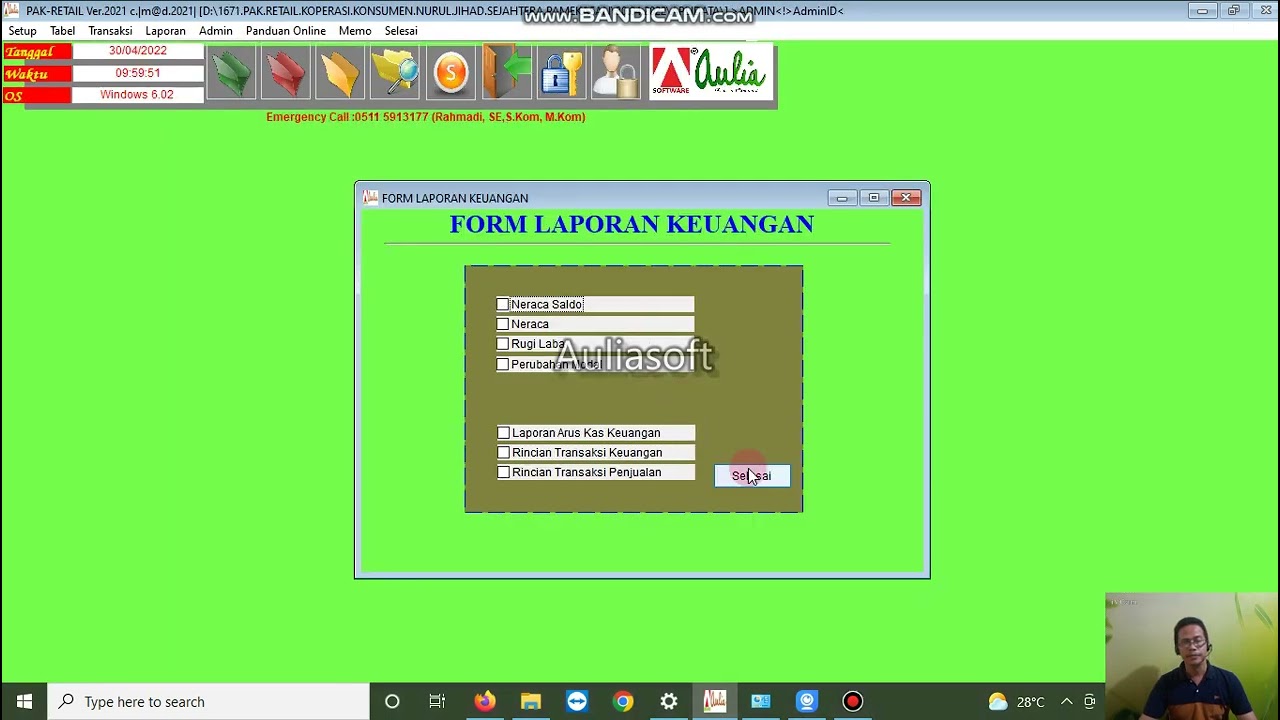 TUTORIAL CEK BUKU BESAR NERACA DAN LABA RUGI PROGRAM TOKO AULIASOFT