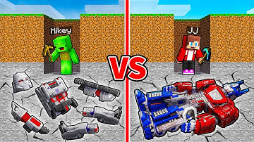 JJ and Mikey: TRANSFORMERS Mine Battle in Minecraft - Maizen