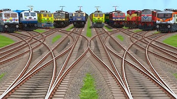 🎰10 Trains Crossing At Bumpy Curves Realistic Railroad || train simulator classic 2025-26 