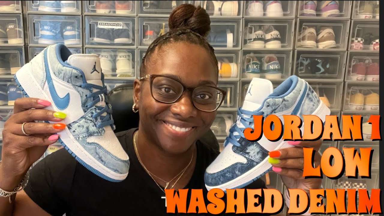 Nike Air Jordan 1 Low WASHED DENIM (GS) *REVIEW* - YouTube