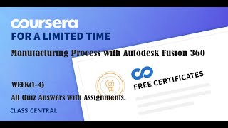 Manufacturing Process with Autodesk Fusion 360, week (1-4) All Quiz Answers with Assignments.