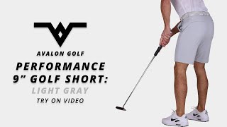 Performance 9" Golf Shorts: Light Gray | Avalon Golf Co