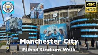 Manchester City |Etihad Stadium| Outside Stadium Walking Tour 4K HDR Including North Stand expansion