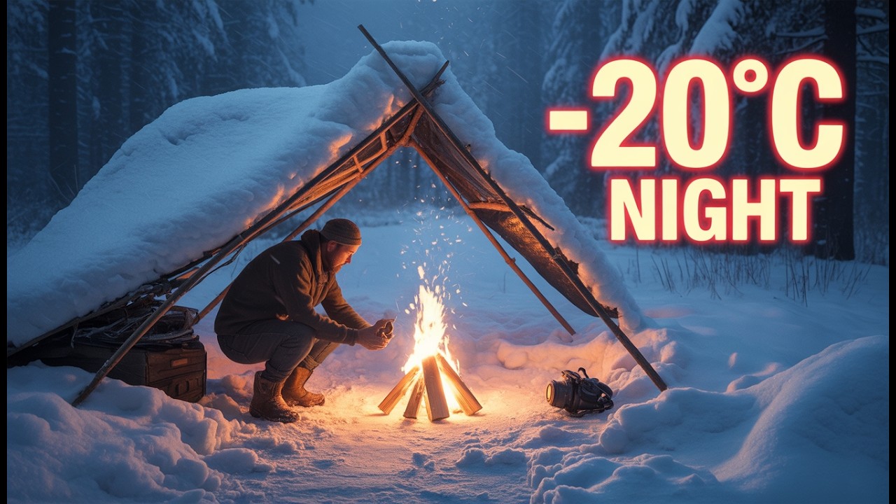 SNOW CAMPING IN A COLD FOREST | SNOW SHELTER TENT ❄️