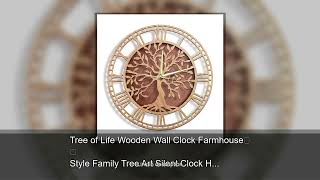 Tree of Life Wooden Wall Clock Farmhouse Style Family Tree Art Silent Clock Home Decor Laser Cu