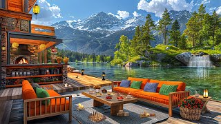 Morning Summer Atmosphere On The Outdoor Lakeside Cafe 🌤️ Smooth Jazz Music for Work, Study, Focus