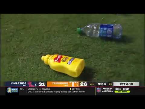 Tennessee Vols fan throws mustard bottle onto field vs Ole Miss 2021