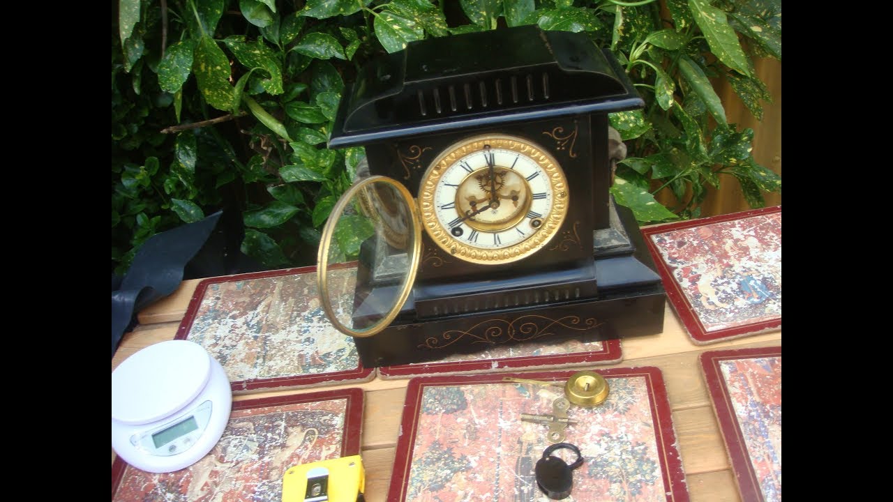 Vintage Ansonia Mantle Clock  With Original Key and Pendulum With Metal Case