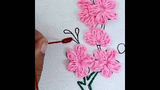 Beautiful Pink Flower Embroidery Designs / Hand Embroidery Work
