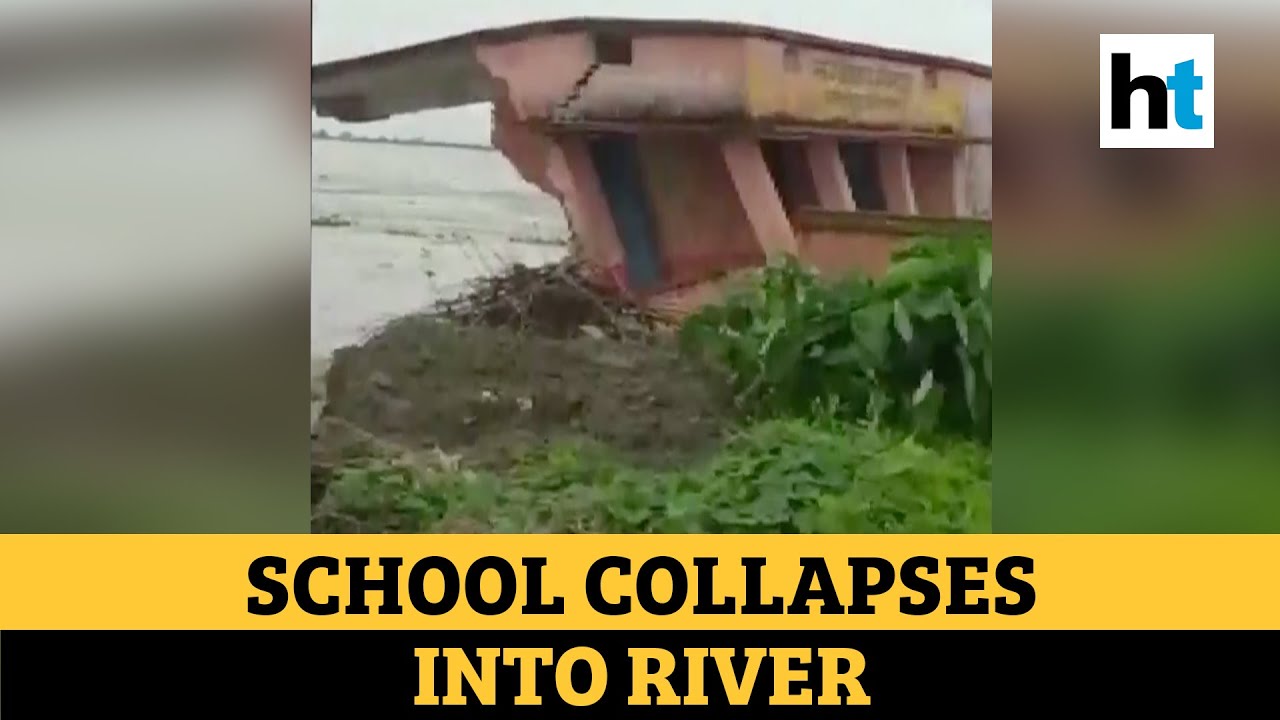 Bihar floods: Watch school building collapses into Koshi river
