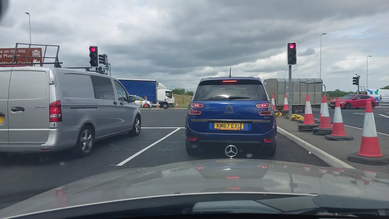 Driving on old A120 (Stane Street) B1256, Bishop's Stortford, Takeley, Gt. Dunmow, Braintree