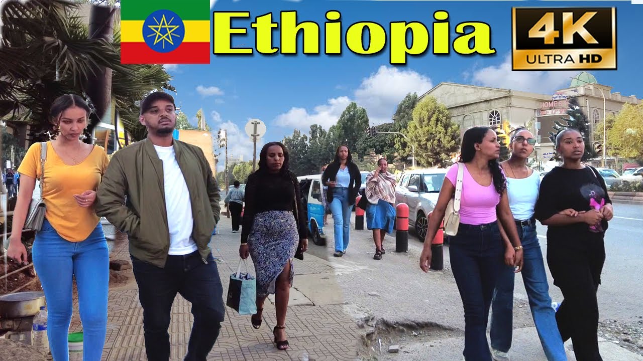 Beautiful girls on street of Addis Ababa ቦሌ, Walking Tour (#345) Bole ...