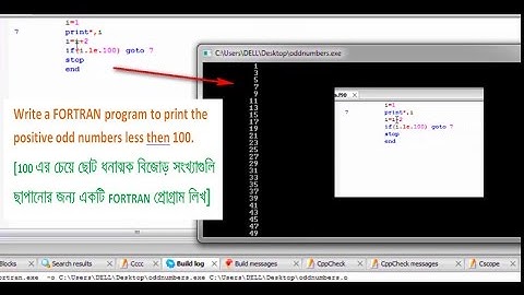 Algorithm: Write a FORTRAN program to print the positive odd numbers less then 100