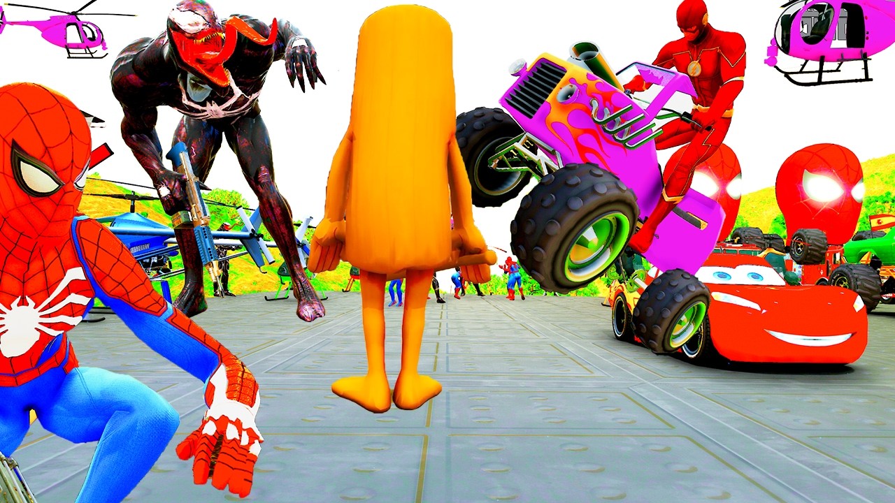 Giải Cứu Siêu Nhân Người Nhện Chạy Xe Ô Tô thật và giả! Superhero rescue Car Mcqueen VS Spiderman