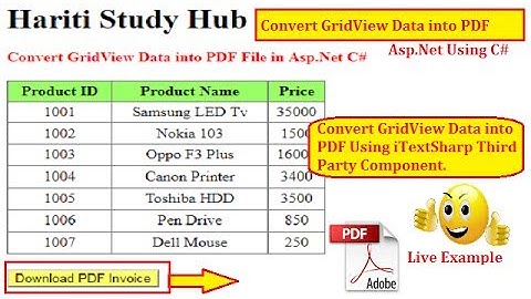 Convert GridView Data into PDF File with iTextSharp in Asp.Net C# | Hindi | Online Learning Classes