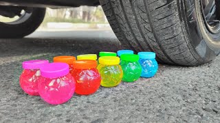 Arabayla Bi̇r Şeyler Ezmek Rahatlatici Vi̇deolar Araba Vs Su Balonlar, Sli̇me, Oyuncaklar