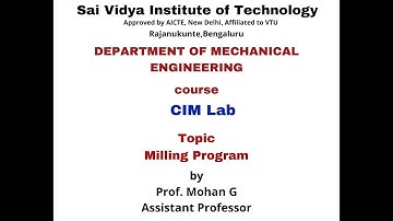 CNC MILLING PROGRAM-VTU,SVIT,CIM LAB