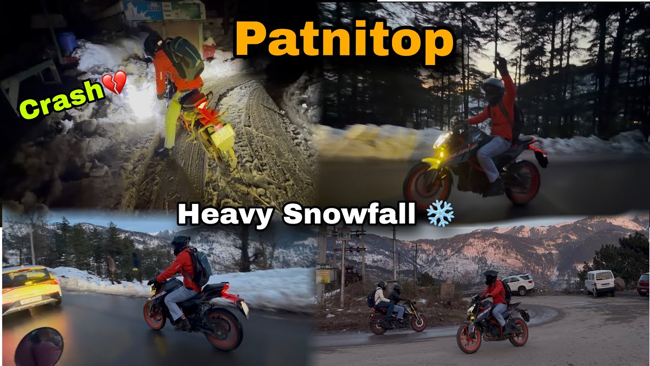 Patnitop Live Heavy Snowfall❄️ 2026 || Bike Crash in Black Ice 