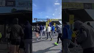 Timelapse: runners head to Boston Marathon start line