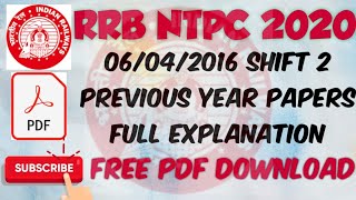 RRB NTPC Previous year paper solution hindi/English | 06/04/2016 Shift 2 | Complete Explanation screenshot 3