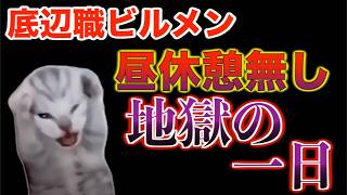 【猫ミーム】底辺職のビルメン　これがビルメンの日常　昼休憩なしの地獄の1日