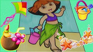 Coloring Dora At The Beach Dora The Explorer Colouring Book Pages For Kids