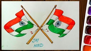 NATIONAL FLAG DRAWING STEP BY STEP/PAINTING INDIAN FLAG/INDEPENDENCE DAY DRAWING