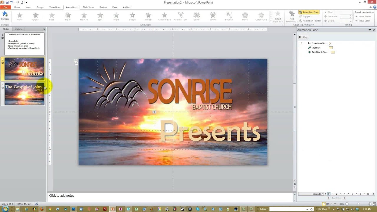 PowerPoint 2010: Creating a YouTube intro Part 1 - YouTube