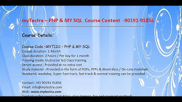 PHP Training Courses in Bangalore at myTectra ,90191 91856
