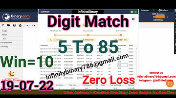 Zero Loss Digit Match Bot || Binary.com || BinaryBot || Deriv.com || 19-07-22