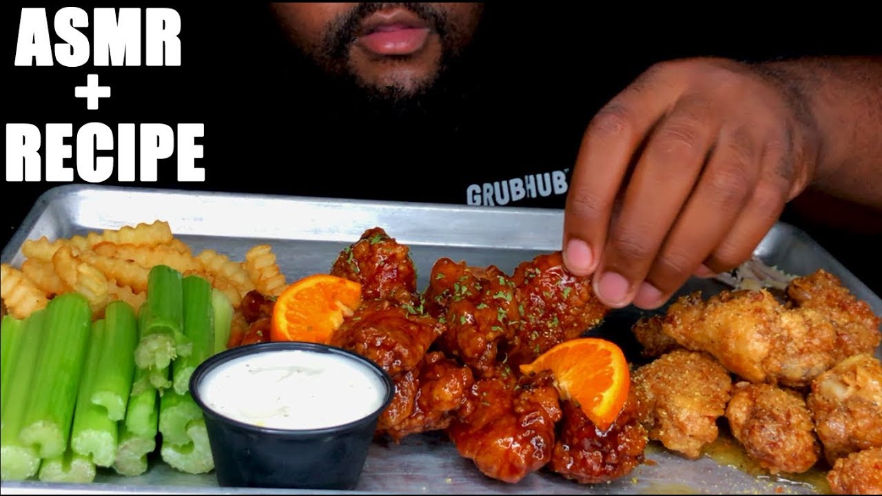 ASMR HOMEMADE SWEET ORANGE BBQ WINGS & SWEET LEMON PEPPER  RECIPE (NO TALKING)
