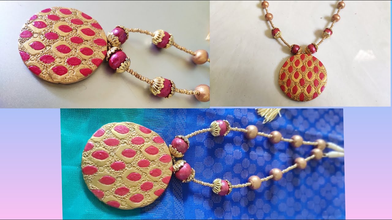 How to make a terracotta jewelry painting and assembly of terracotta necklace. YouTube