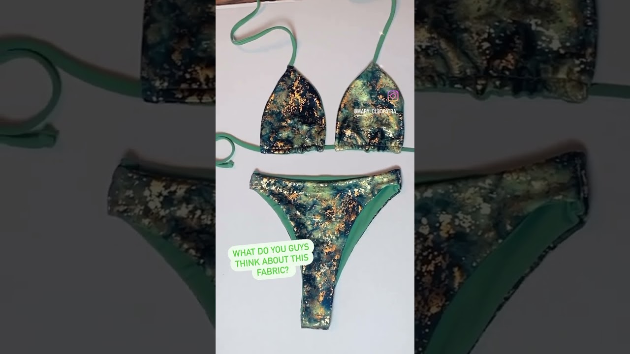 Handmade bikini made by me. I am obsessed with this fabric.  