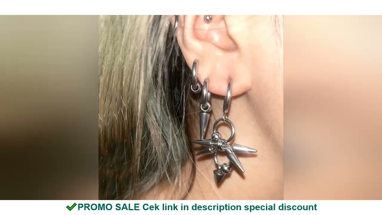 Goth Jewelry Rivet Tiger Nail Earrings Grunge Rock Accessories Punk Chains Earrings Women Punk Charm