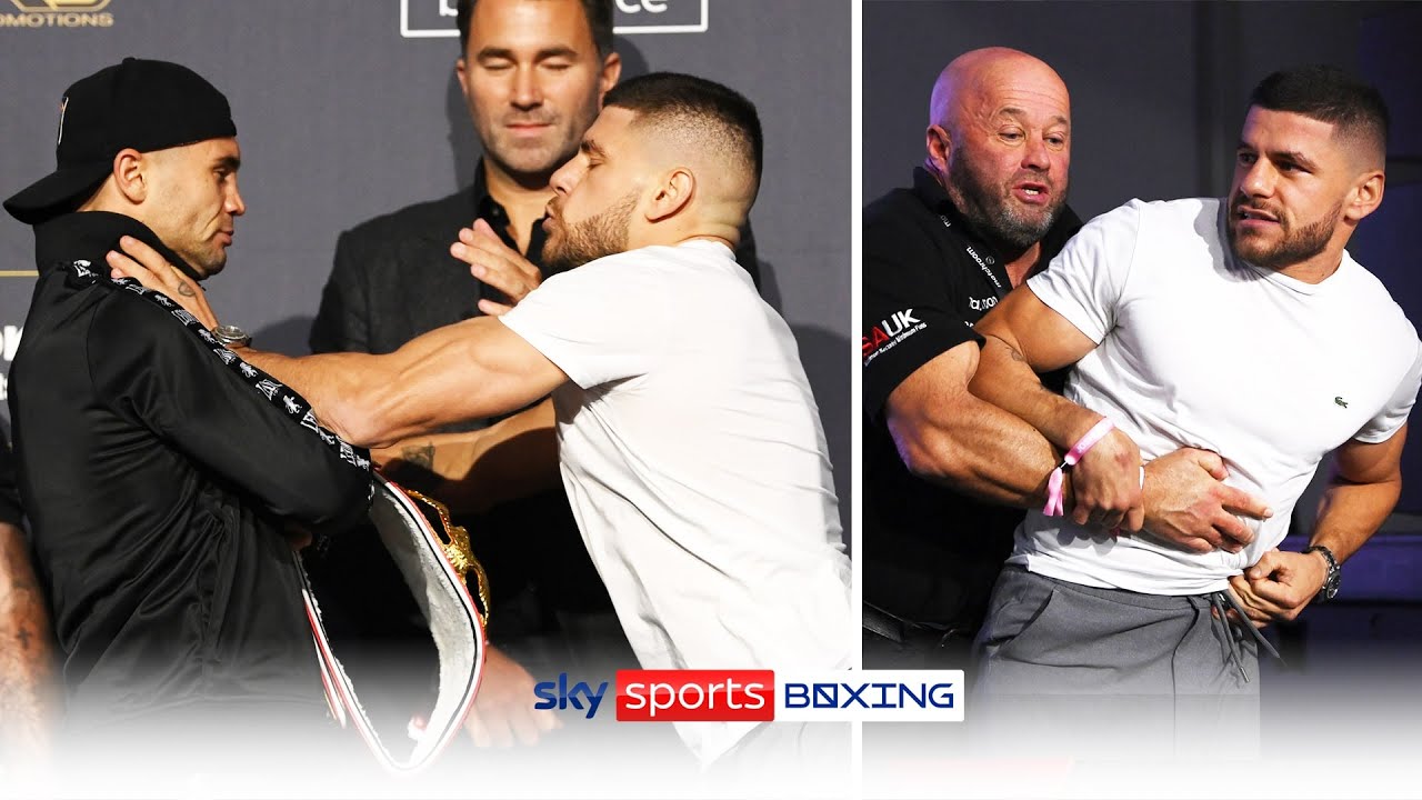 Florian Marku erupts and shoves his opponent Maxim Prodan during press conference 💥