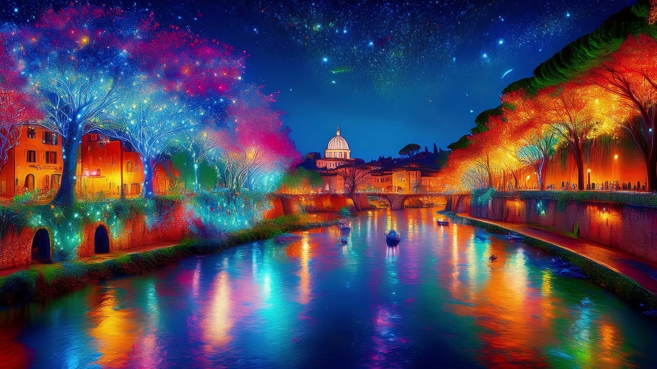 HD Artistic Rome at Night: Relaxing Music with Nighttime Enchanted Scenes of the Eternal City