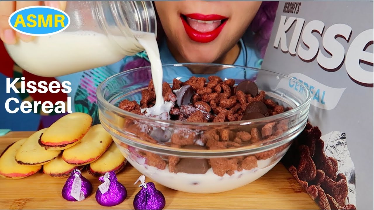ASMR HERSHEY'S KISSES CEREAL, MILANO CANDY CANE | 허쉬스 키세스 시리얼, 밀라노 쿠키 캔디캐인 |CURIE.ASMR