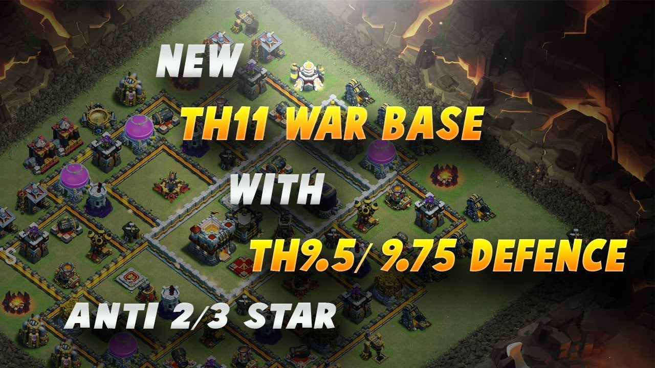 NEW TH11 WAR BASE WITH TH9.75/TH9.5 DEFENCE #2 | 300 WALLS W/O EGL ART. INFERNO | COC 2017 |