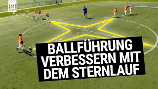 Fußballübung Sternlauf Dribbling: Ballführung und Technik verbessern - Training für Jugendliche