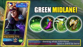 TANK SUN, PERFECT GREEN BUILD!😱| WHY MIDLANE SUN? -MLBB🔥 #TopGlobalSun #urEGG #Mlbb