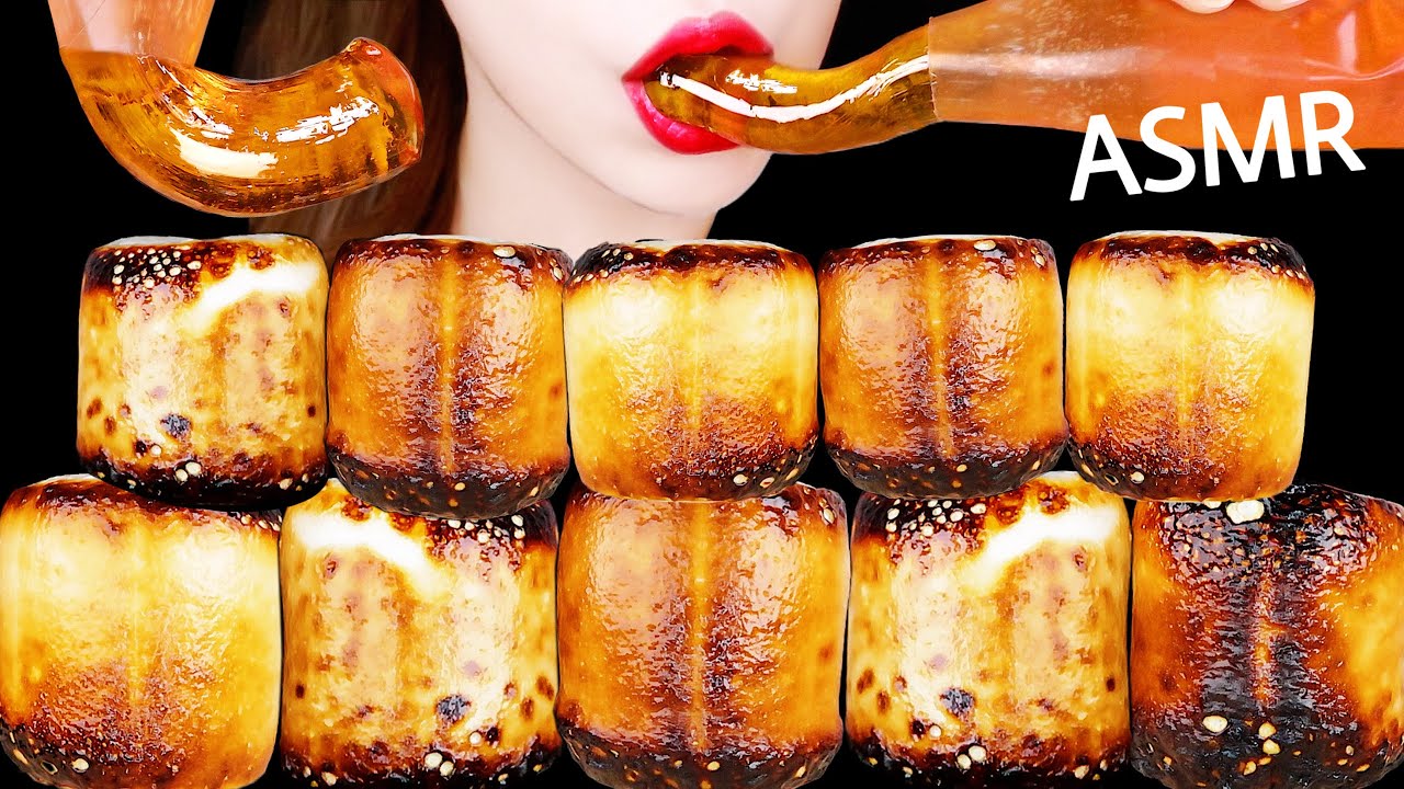 ASMR ROASTED GIANT MARSHMALLOW, HONEY JELLY 구운 대왕 마시멜로우, 꿀젤리 먹방 EATING SOUNDS MUKBANG 咀嚼音